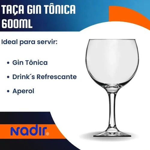 Set De 6 Copas Balon Gin Tonic 600ml Nadir Color Cristal Transparente
