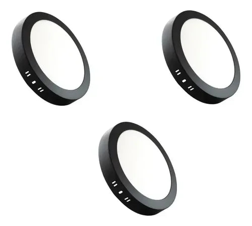 Pack x3 Plafones LED Sobrepuestos Redondos Negros