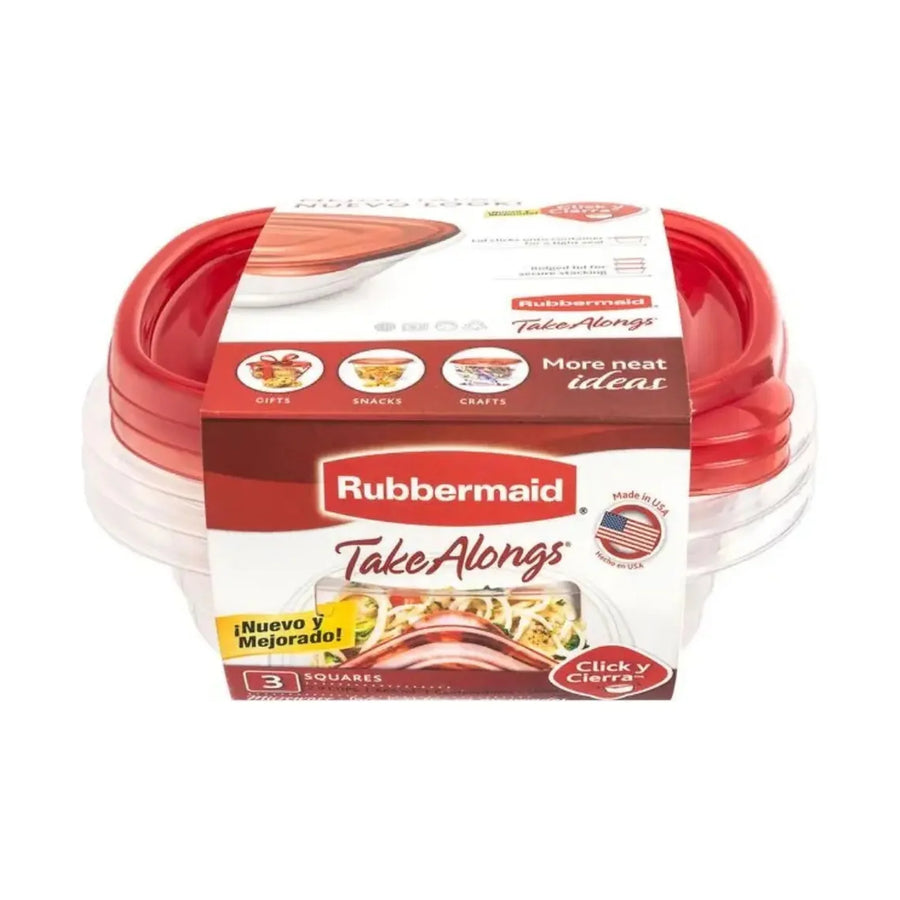 Set 3 Contenedores Rubbermaid TakeAlongs 669 ml Rojo