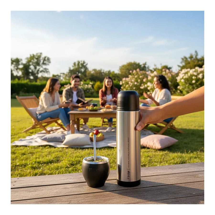 Set Mate Keep 230 ml con Bombilla + Termo Bala 500 ml Negro + Grabado
