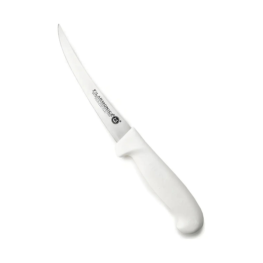Cuchillo Deshuesador Curvo Filarmónica 15 cm Mango Blanco + Grabado