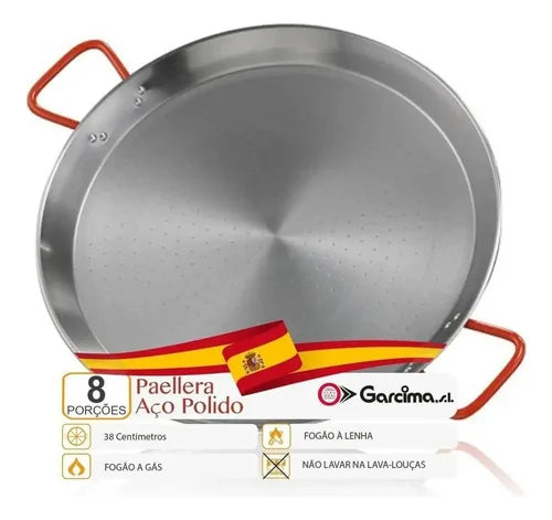 Paellera Valenciana Pulida 38 Con Garcima Para Paella 8 Raciones