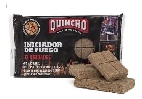 Iniciador De Fuego Quincho Humo Blanco Para Parrilla Carbón Leña Bbq 32 Unidades