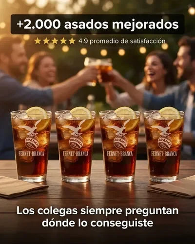 Vaso Fernet Pack X4 Branca 490ml Asado Parrilla Botella Transparente