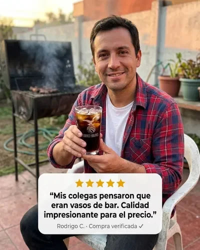 Vaso Fernet Pack X4 Branca 490ml Asado Parrilla Botella Transparente