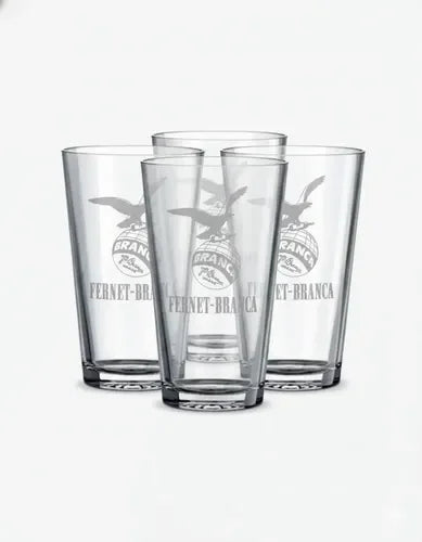 Vaso Fernet Pack X4 Branca 490ml Asado Parrilla Botella Transparente