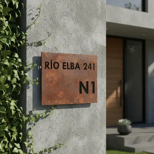 Número de Casa Cuadrado 30x30 Óxido - foto 2