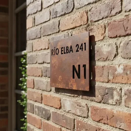 Número de Casa Cuadrado 30x30 Óxido - foto 6