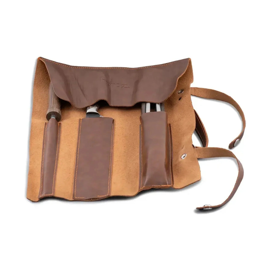 Set Parrillero Feroz: Cuchillo, Tenaza y Chaira con Porta Cuchillos + Grabado