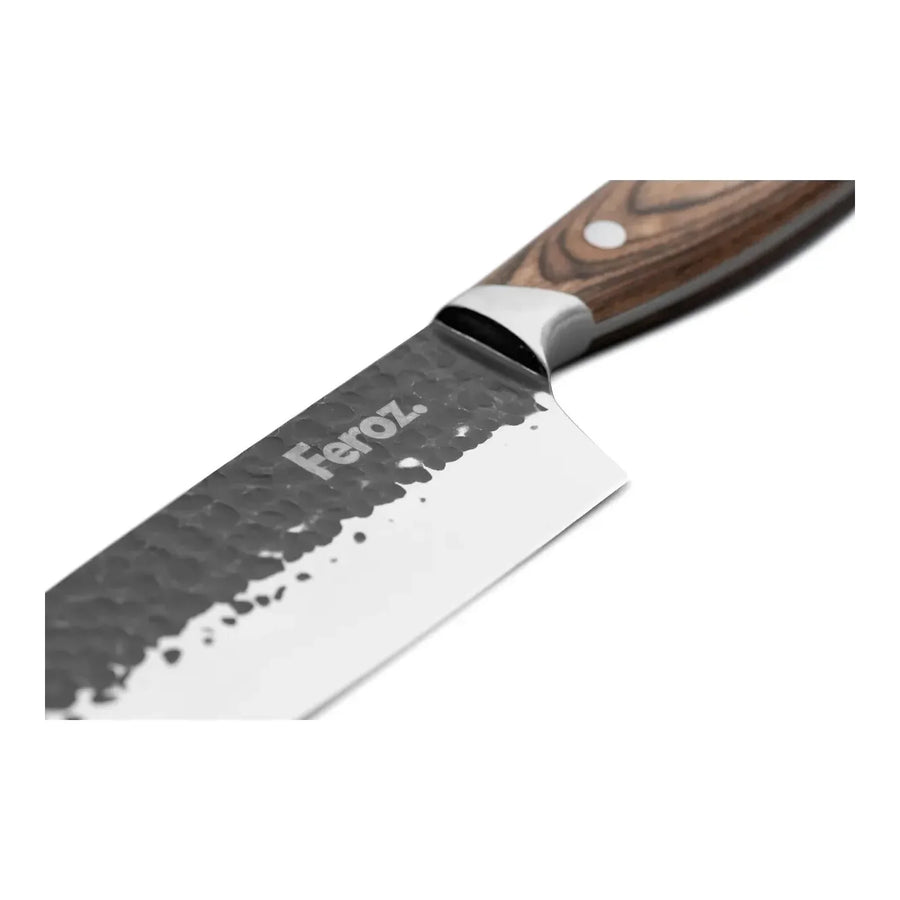 Set Parrillero Feroz: Cuchillo, Tenaza y Chaira con Porta Cuchillos + Grabado