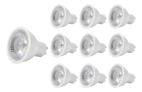 Pack 10 Ampolletas LED GU10 7W Luz Cálida