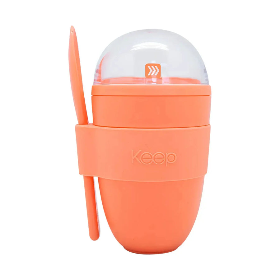 Vaso para Yogurt Keep 330 ml con Contenedor de Cereal Coral