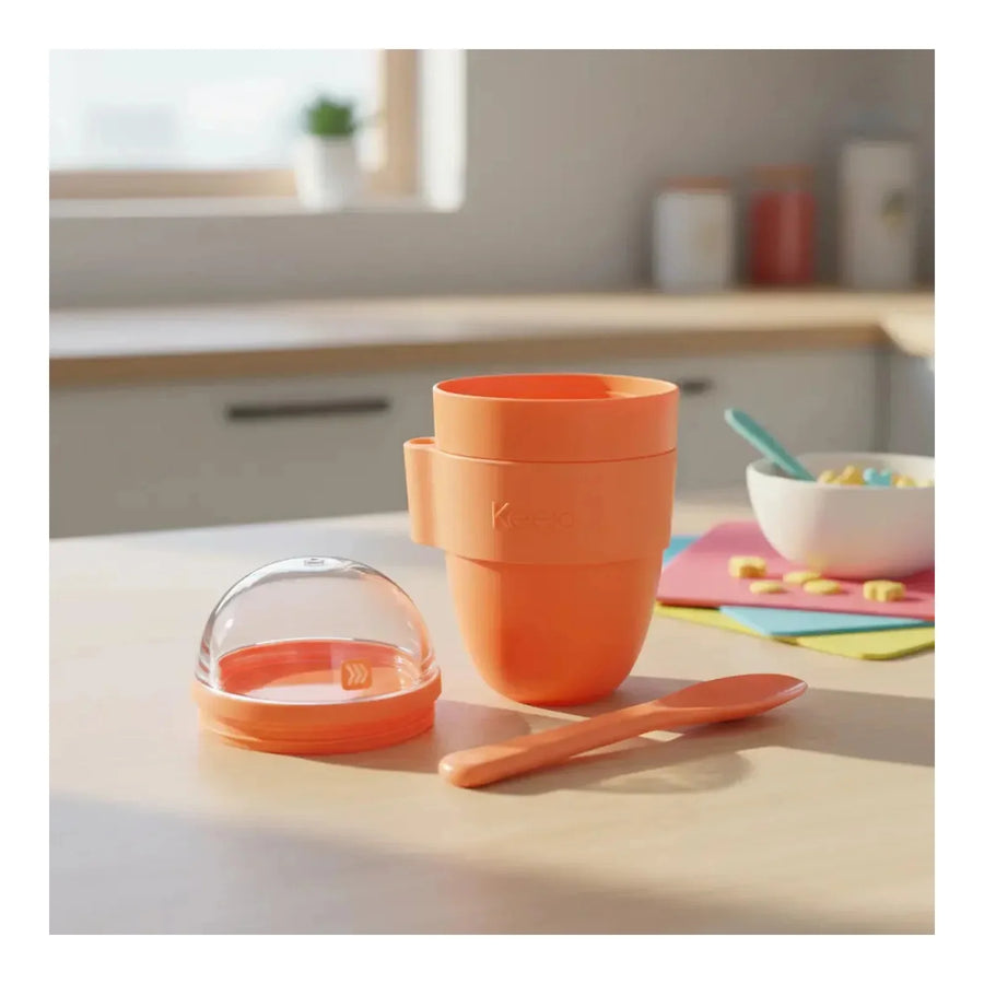 Vaso para Yogurt Keep 330 ml con Contenedor de Cereal Coral