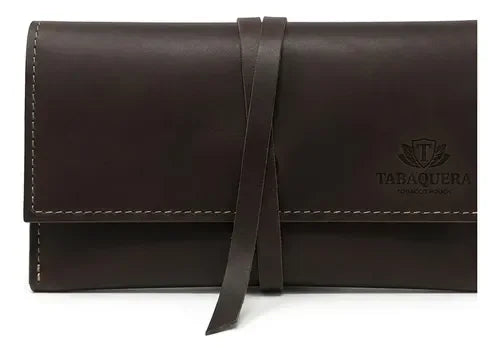 Tabaquera Extra Grande Cuero + Grabado Láser Café Liso
