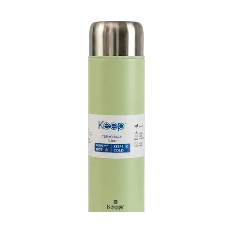 Termo Bala Keep 1 L Verde claro + Grabado Personalizado