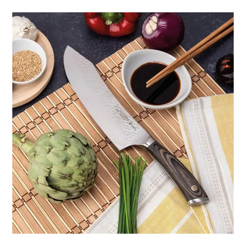 Cuchillo Cocinero Sakura 3 Claveles 20 cm Hoja Curva Forjado + Grabado Personalizado