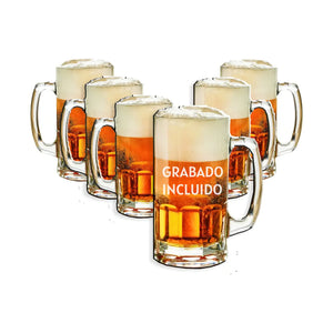 Pack 6 Vasos Shoperos Bavaria 325ml + Grabado Personalizado