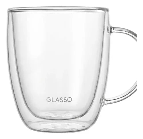 Tazon Vidrio Doble Pared 470ml Glasso Transparente Glasso