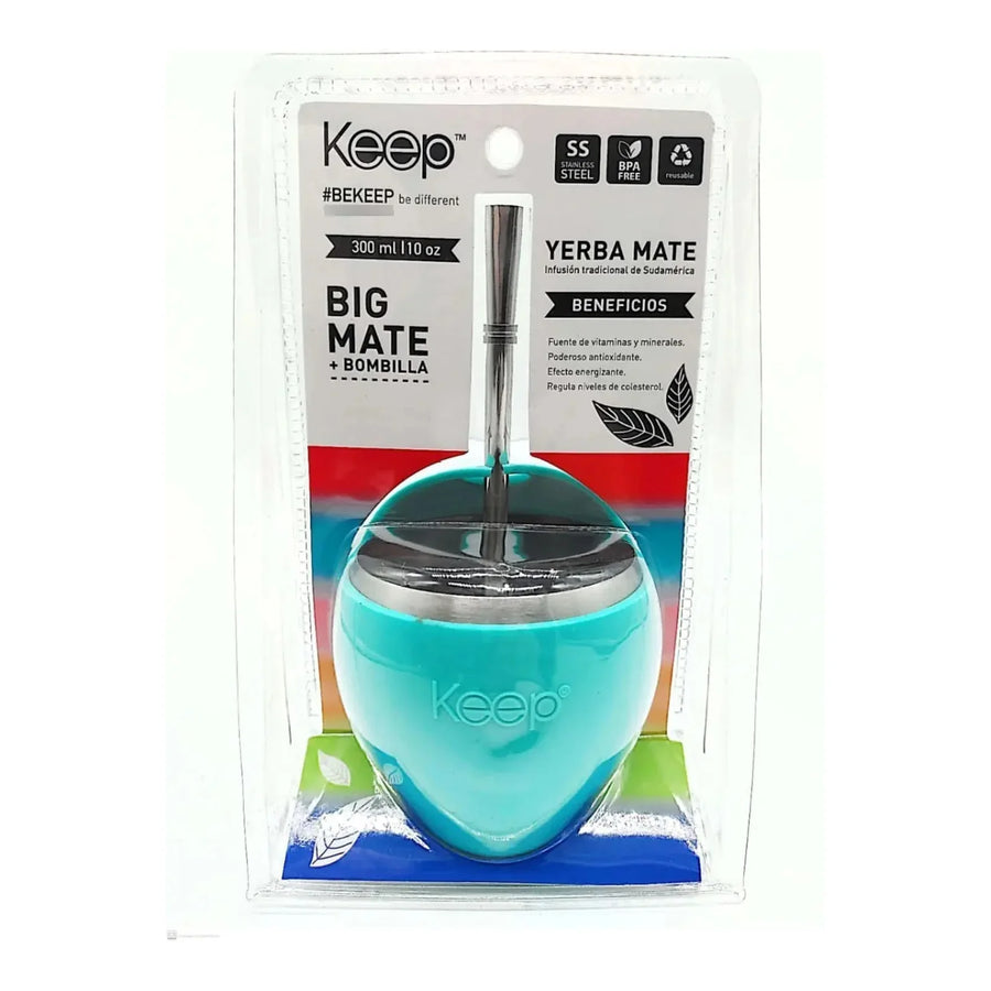 Mate Keep 300 ml con Bombilla Celeste