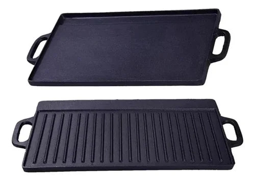Plancha Churrasquera Reversible Fierro Fundido 42,5x23,5cm  Negro