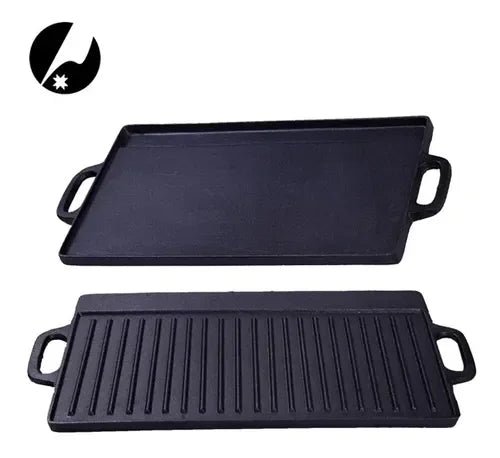 Plancha Churrasquera Reversible Fierro Fundido 42,5x23,5cm  Negro