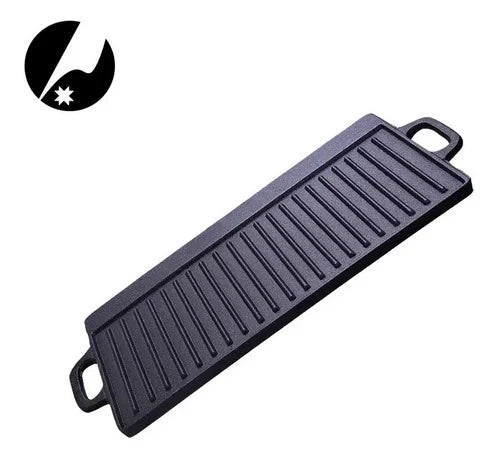 Plancha Churrasquera Reversible Fierro Fundido 42,5x23,5cm  Negro