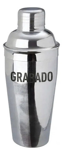 Coctelera Bar Profesional 700ml Acero Inoxidable + Grabado Gris