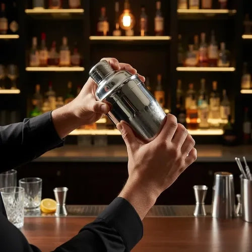Coctelera Bar Profesional 700ml Acero Inoxidable + Grabado Gris
