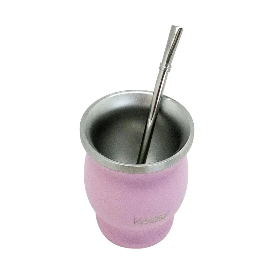 Mate Keep 200 ml con Bombilla Rosa claro + Grabado Personalizado