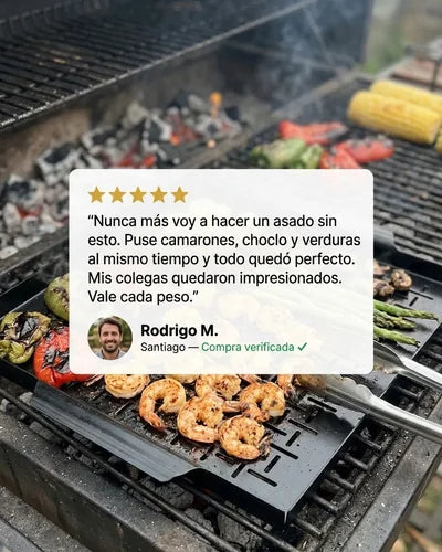 Grill Bandeja Asado Parrilla Saltear Verduras Pescado Bbq  Negro
