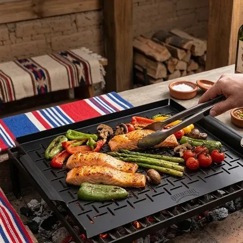 Grill Bandeja Asado Parrilla Saltear Verduras Pescado Bbq  Negro