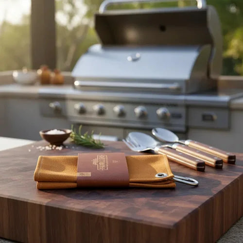 Paño Parrilla Premium 100% Cuero Parrilla Asado Quincho Bbq  Café