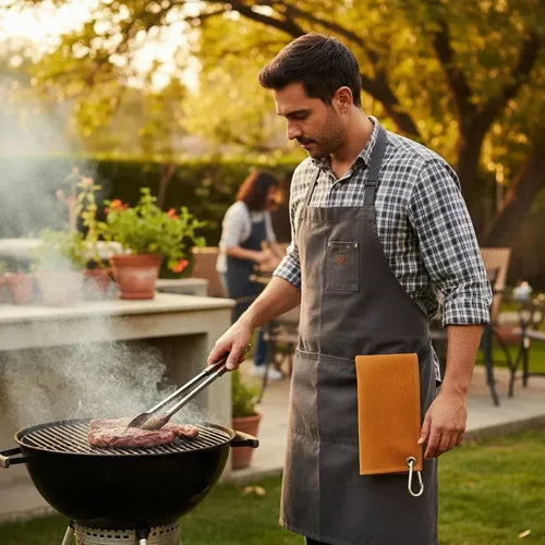 Paño Parrilla Premium 100% Cuero Parrilla Asado Quincho Bbq  Café