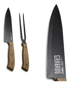 Set Parrillero Wayu Cuchillo Tenedor + Grabado Láser Gratis