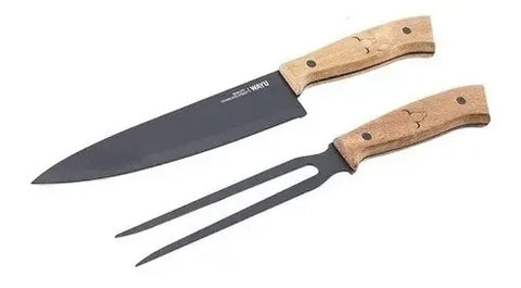 Set Parrillero Wayu Cuchillo Tenedor + Grabado Láser Gratis