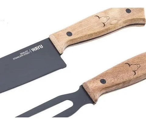 Set Parrillero Wayu Cuchillo Tenedor + Grabado Láser Gratis