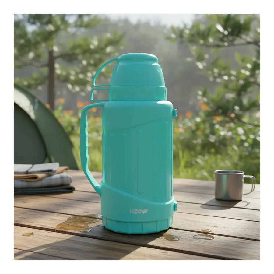 Termo Keep Outdoor 1 Litro Celeste con Doble Tapa