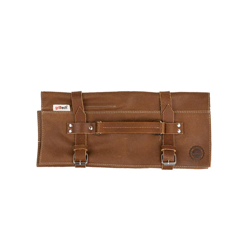 Bolso Porta 5 Cuchillos Grilltech Cuero + Grabado Láser