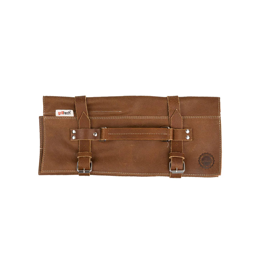 Bolso Porta 5 Cuchillos Grilltech Cuero + Grabado Láser