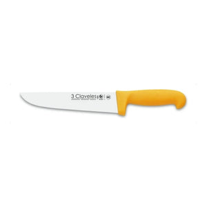 Cuchillo Carnicero 3 Claveles 20 cm Mango Amarillo 1384 + Grabado Personalizado