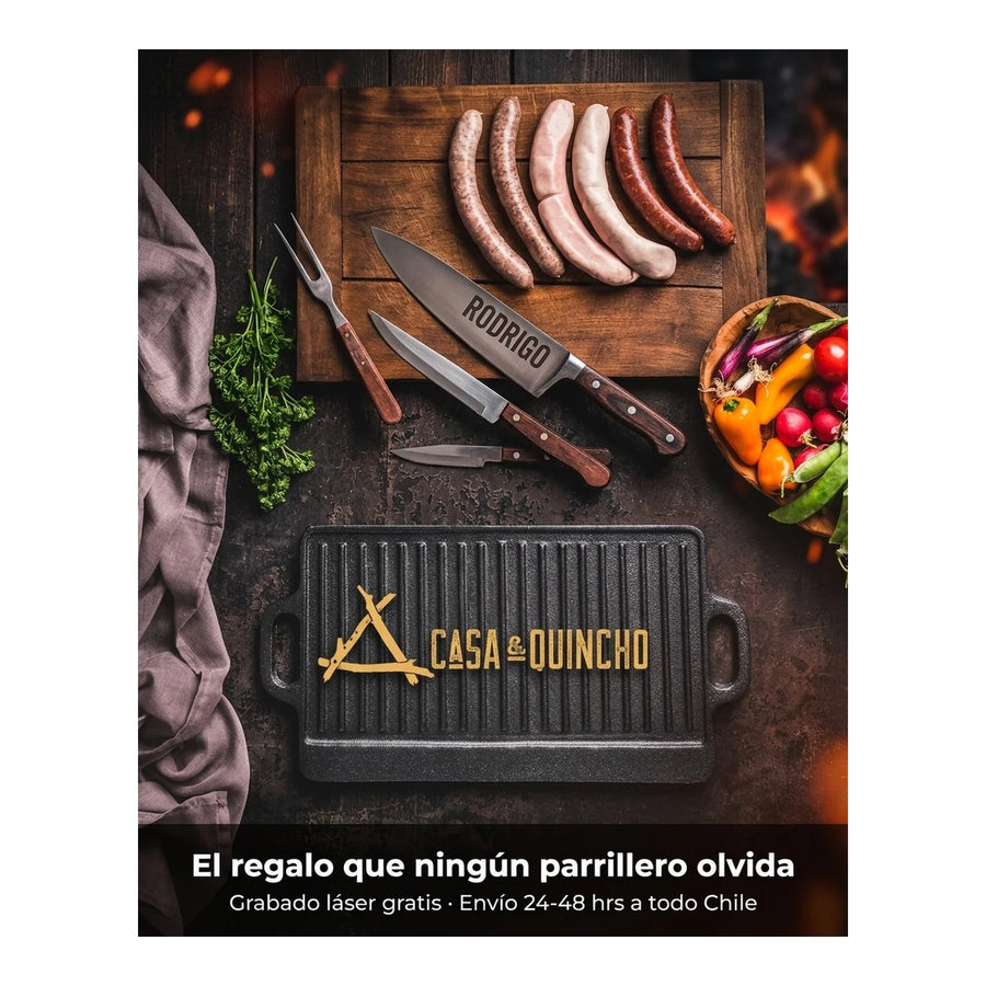 Cuchillo Carnicero 3 Claveles 30 cm Acero Inoxidable + Grabado Personalizado