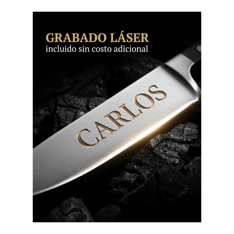 Cuchillo Carnicero 3 Claveles 30 cm Acero Inoxidable + Grabado Personalizado