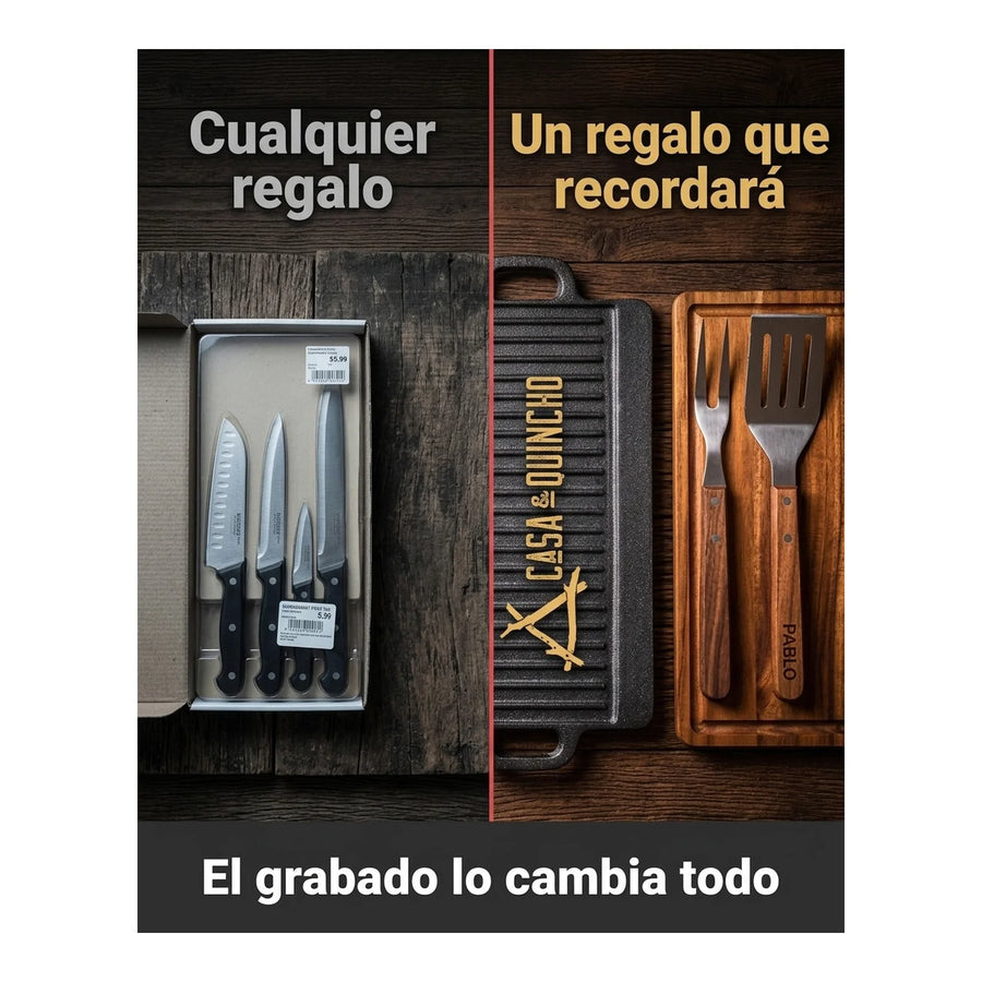 Cuchillo Carnicero 3 Claveles 30 cm Acero Inoxidable + Grabado Personalizado