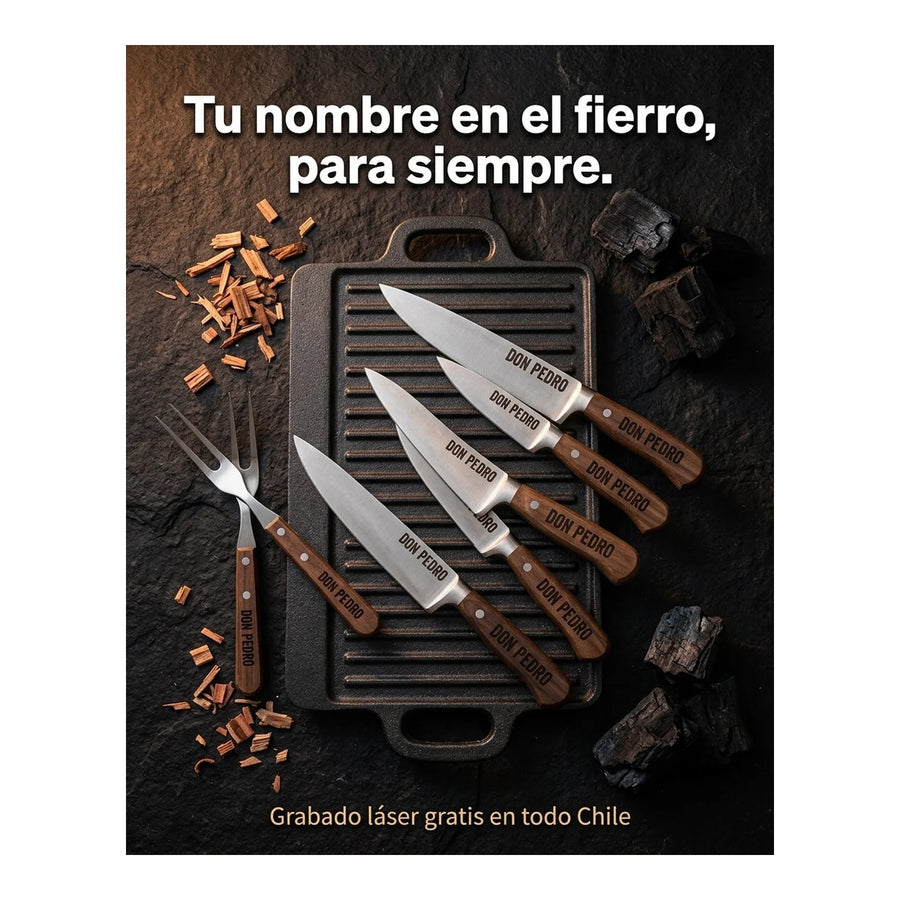 Cuchillo Carnicero 3 Claveles 20 cm Mango Amarillo 1384 + Grabado Personalizado