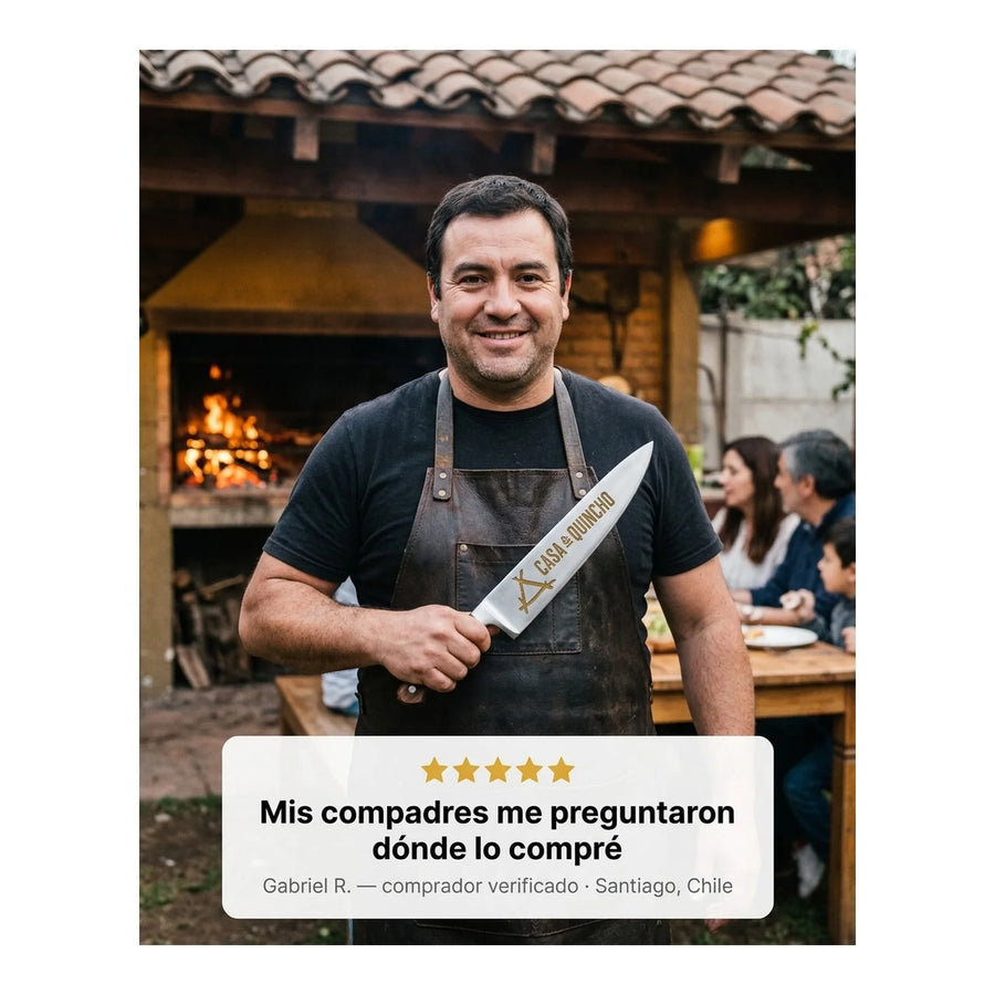 Cuchillo Chef 3 Claveles 9 cm Acero Inoxidable Mango Negro + Grabado Personalizado