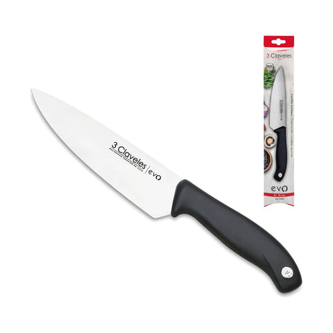 Cuchillo Chef 3 Claveles Evolucion 15 cm Acero Negro + Grabado Personalizado