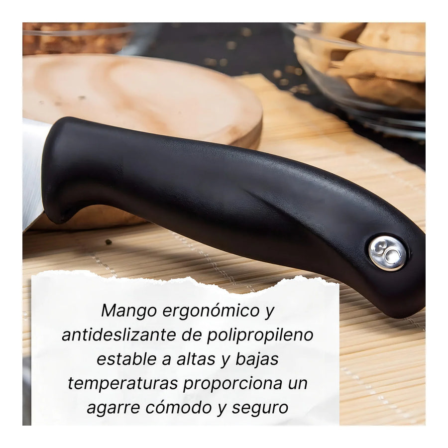 Cuchillo Chef 3 Claveles Evolucion 15 cm Acero Negro + Grabado Personalizado