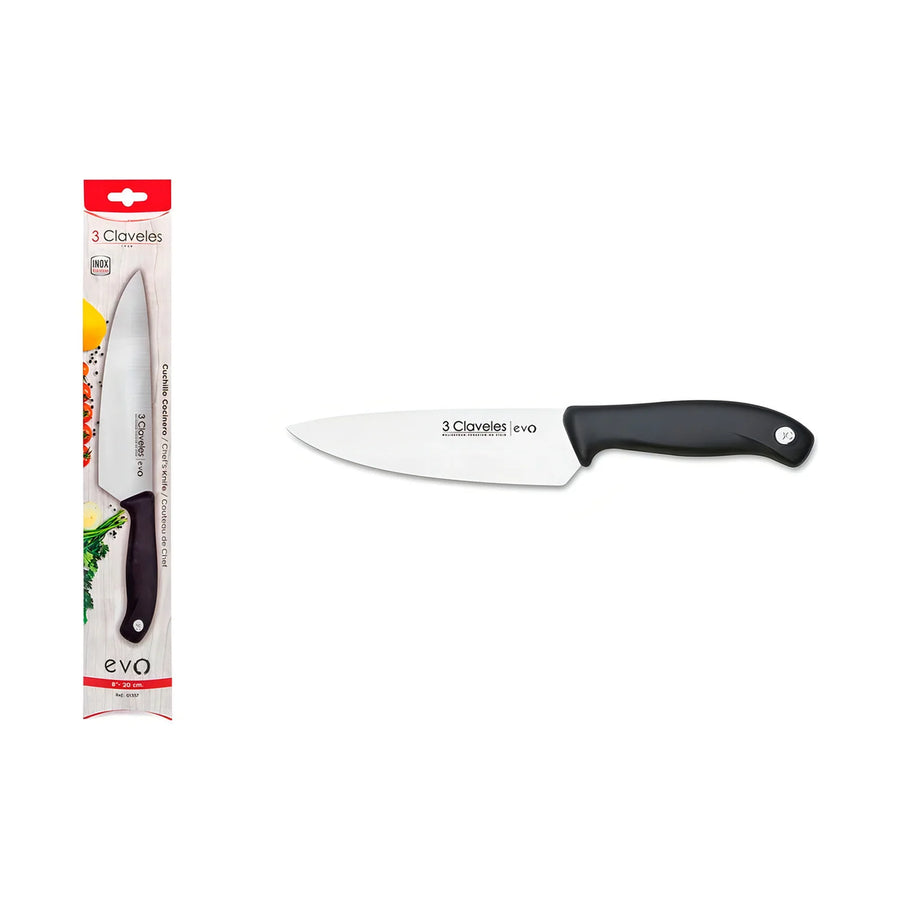Cuchillo Chef 3 Claveles Evolucion 15 cm Acero Negro + Grabado Personalizado
