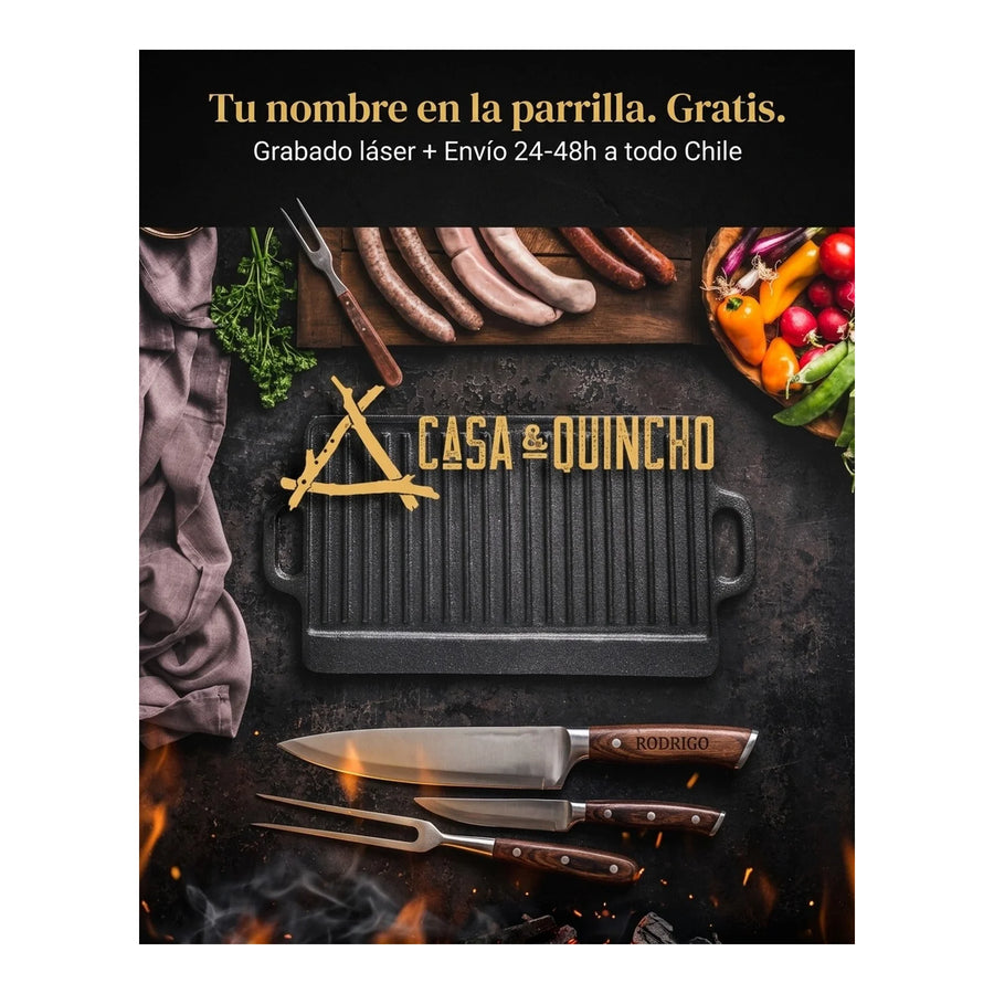 Cuchillo Chef 3 Claveles Evolucion 15 cm Acero Negro + Grabado Personalizado