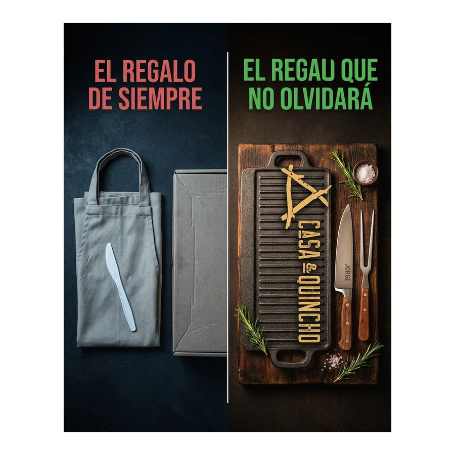 Cuchillo Chef 3 Claveles Evolucion 15 cm Acero Negro + Grabado Personalizado